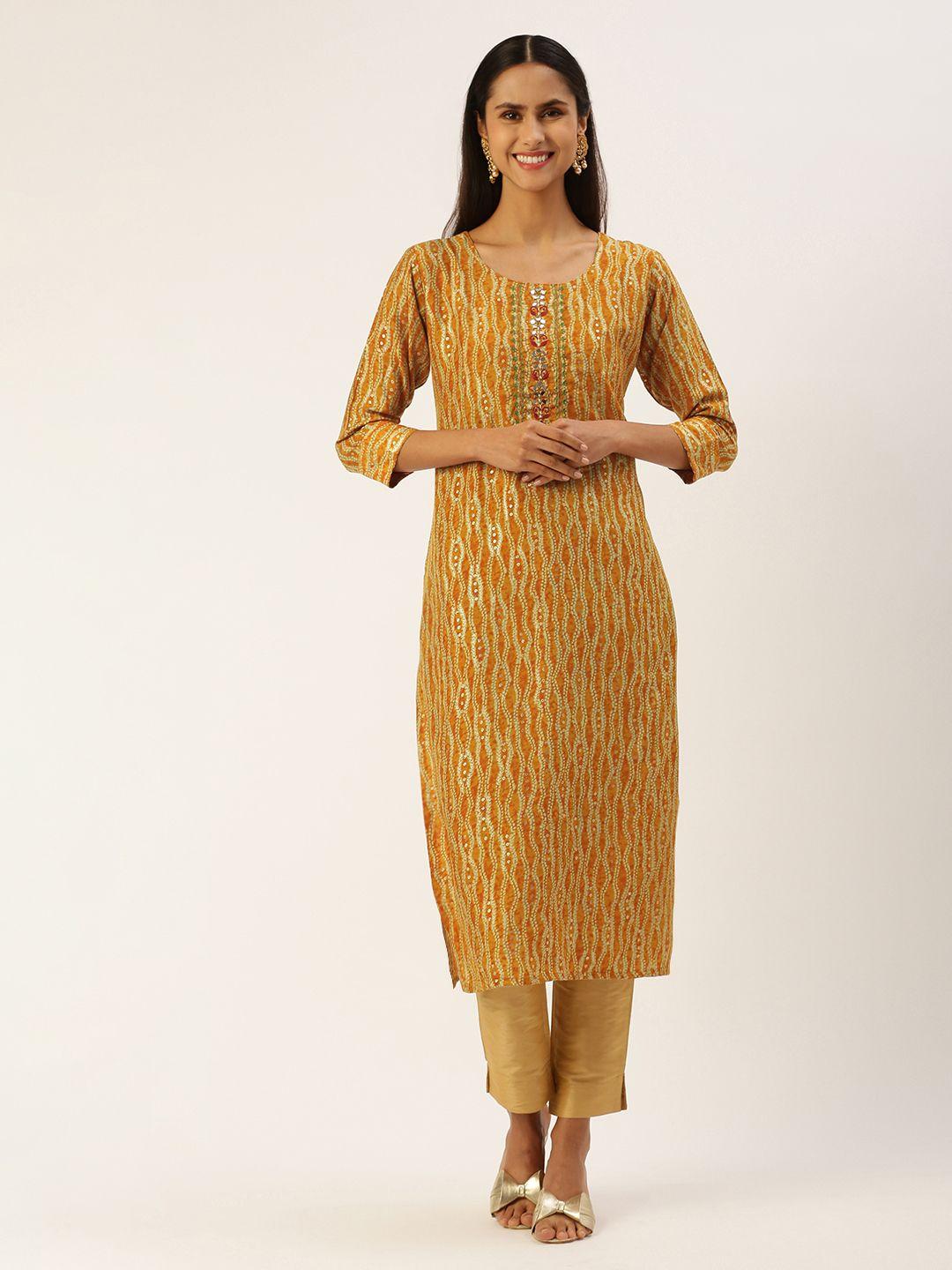 shanvika women printed mirror work kurta