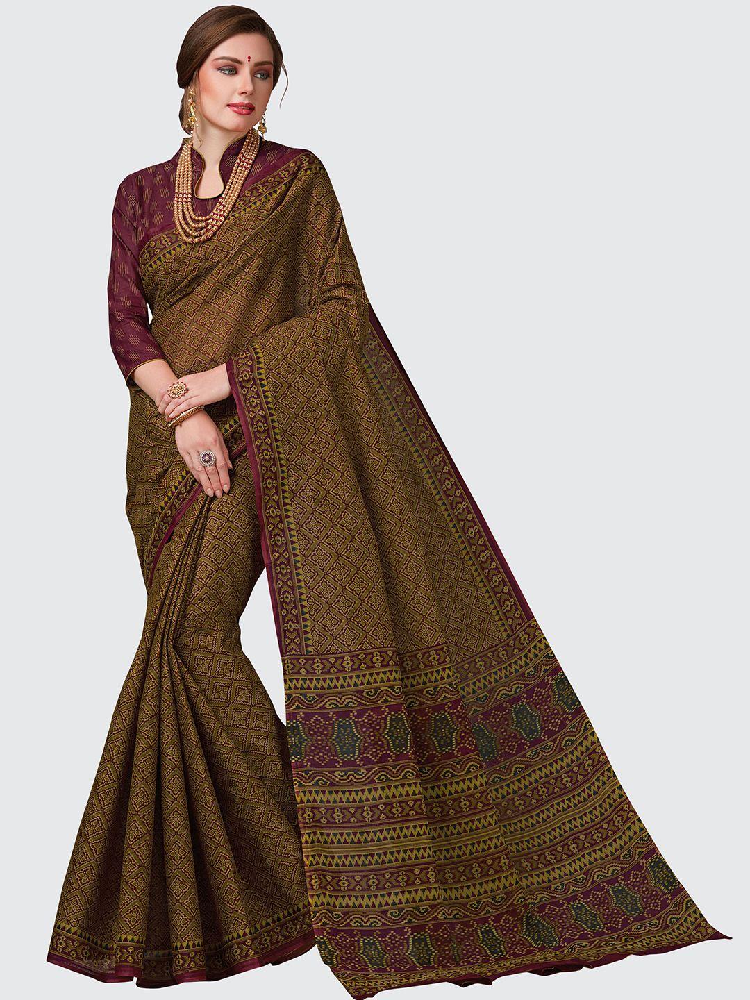 shanvika women pure cotton geometric saree with blouse piece