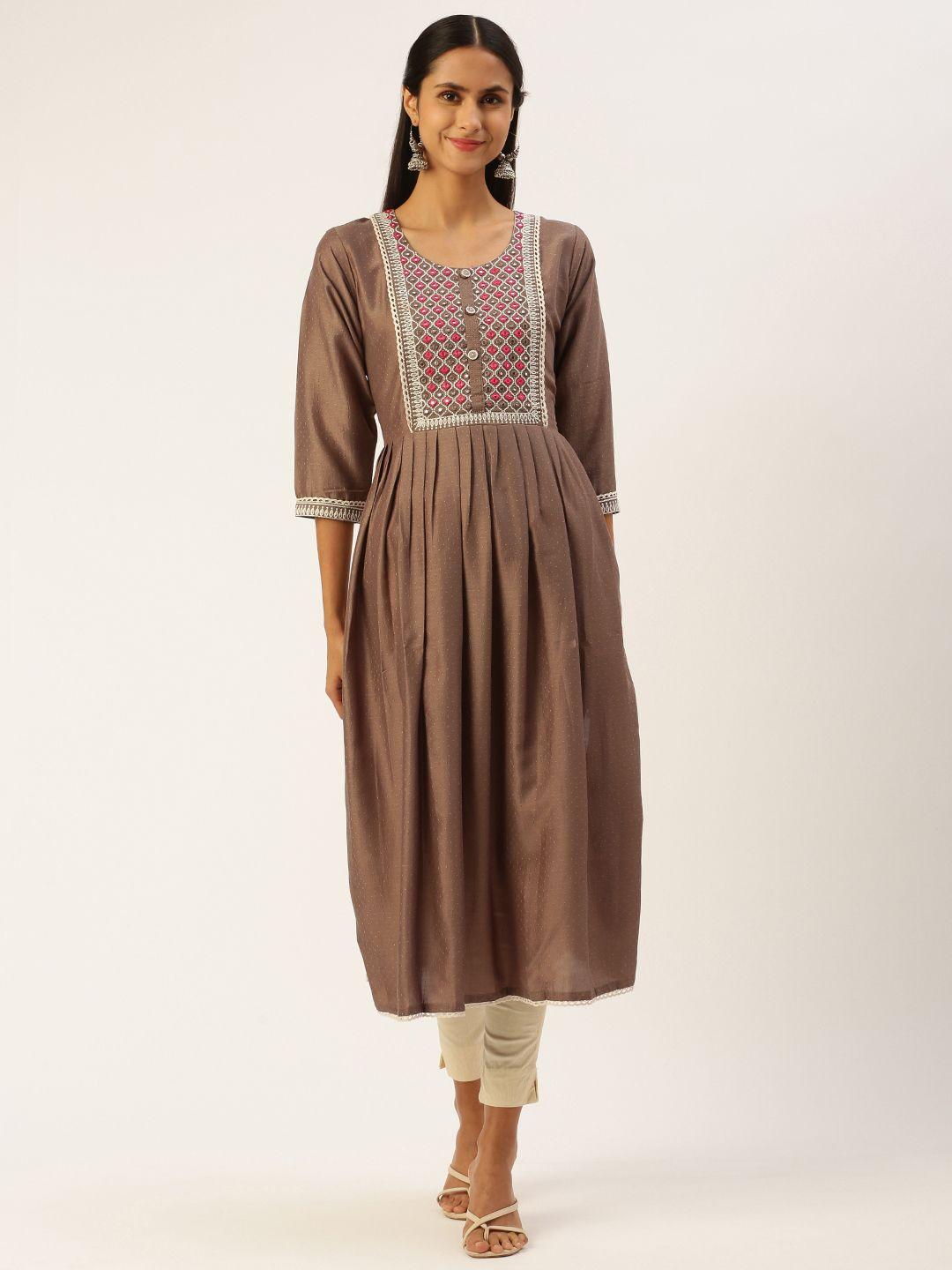 shanvika women yoke design mirror work kurta