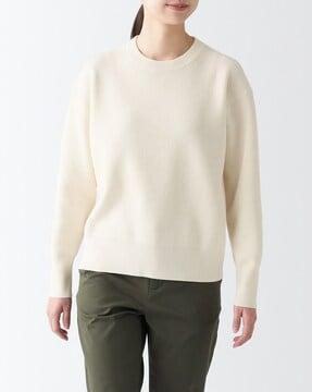 shape-keeping ribbed crew-neck pullover