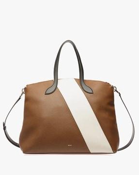 shaped leather tote bag