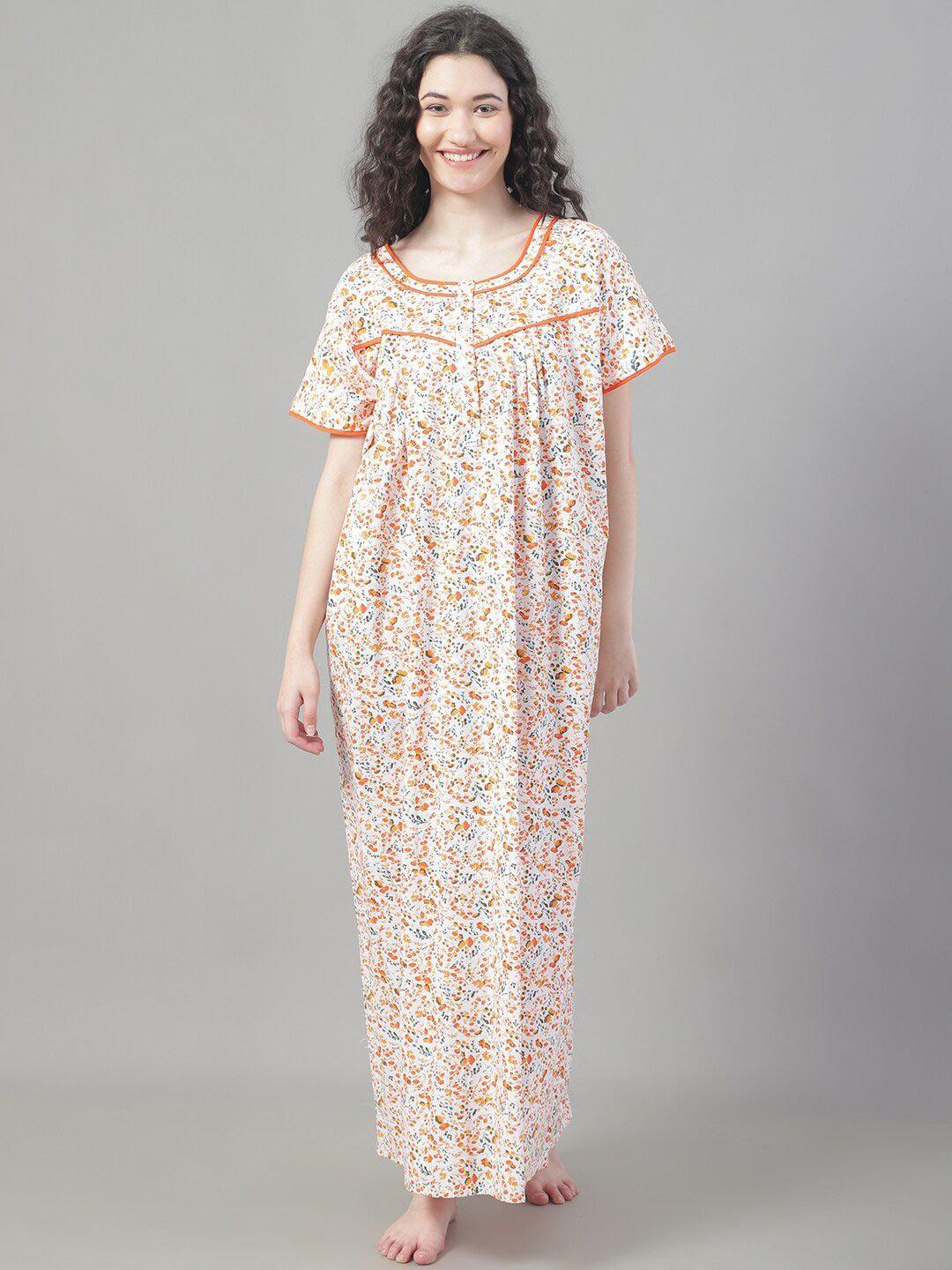 shararat floral printed pure cotton maxi nightdress