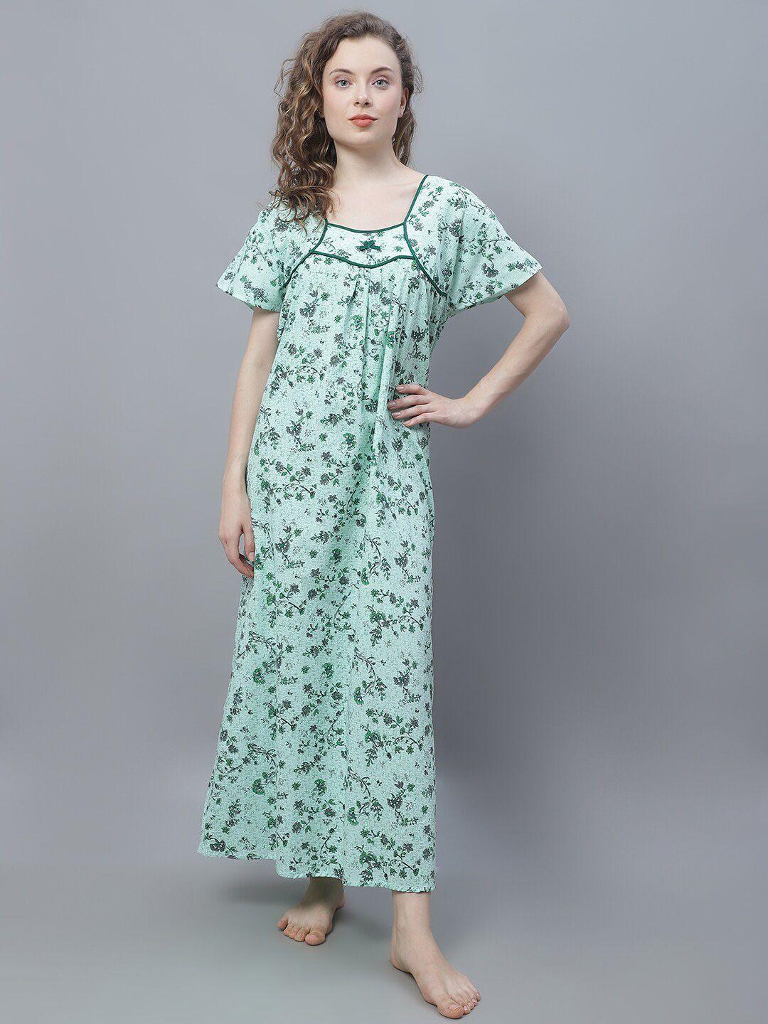 shararat floral printed pure cotton maxi nightdress