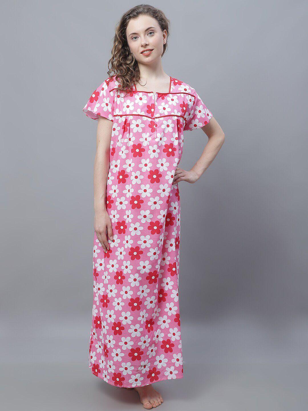 shararat floral printed pure cotton maxi nightdress