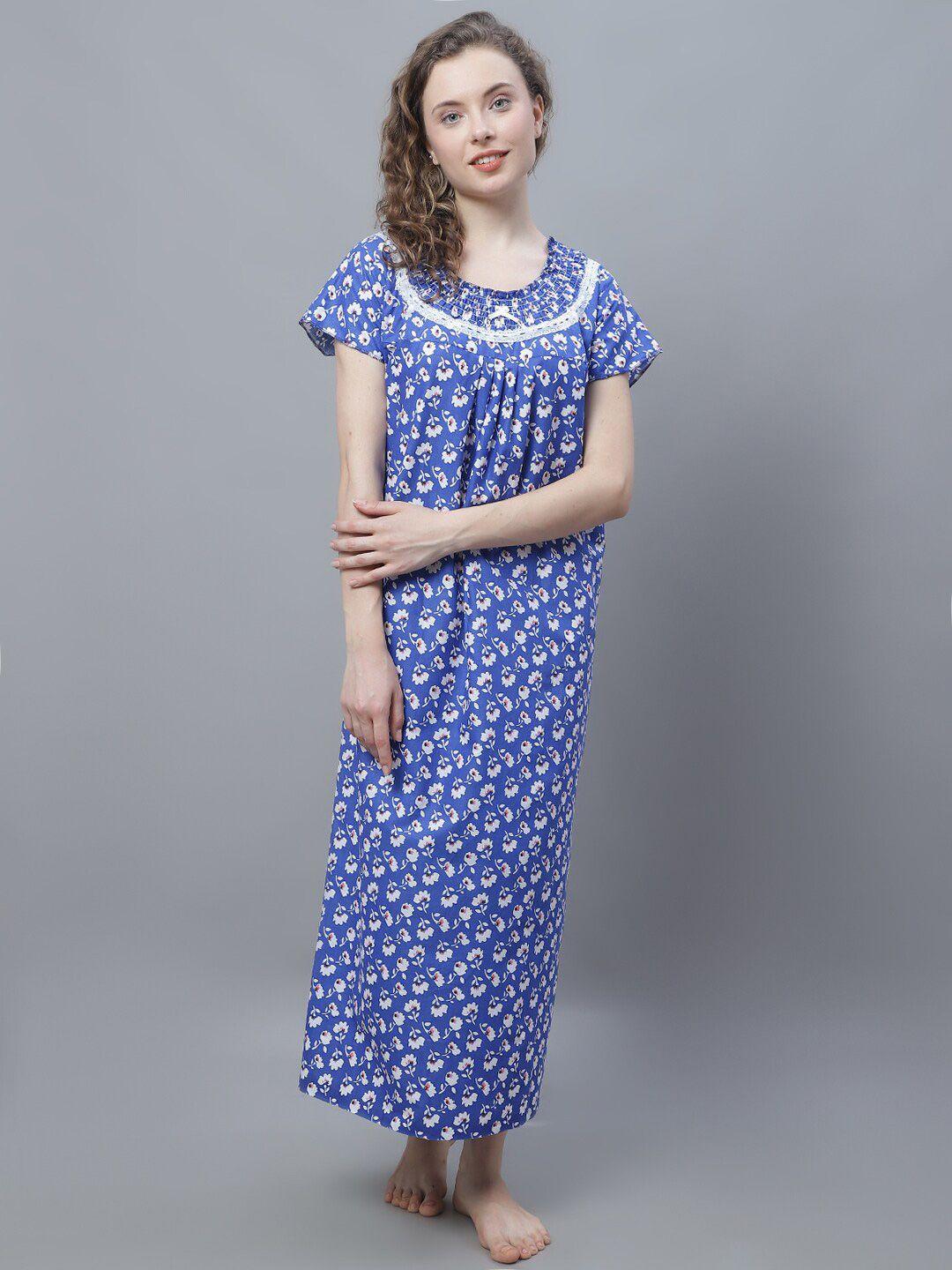 shararat floral printed pure cotton maxi nightdress