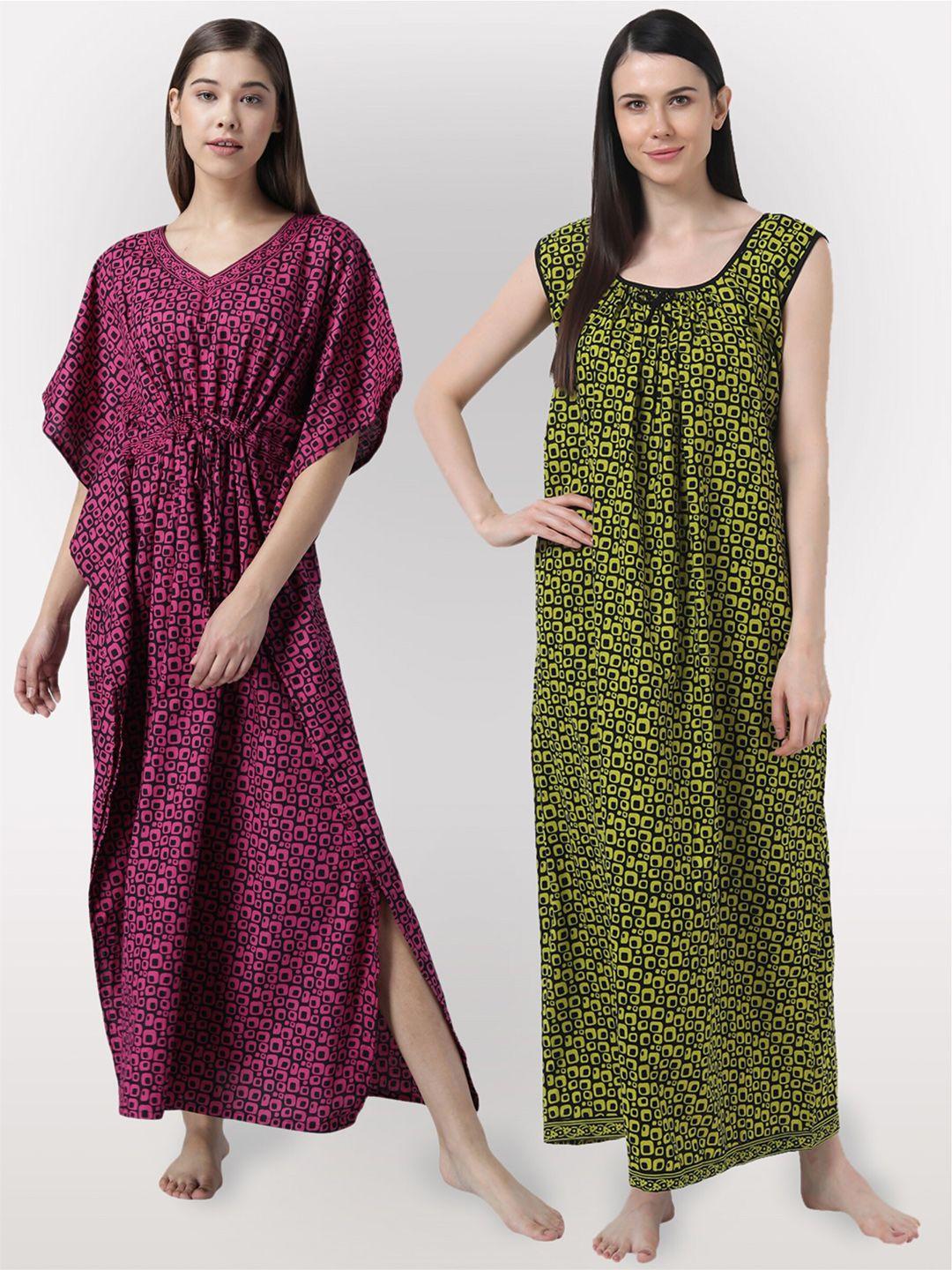 shararat pink printed maxi nightdress