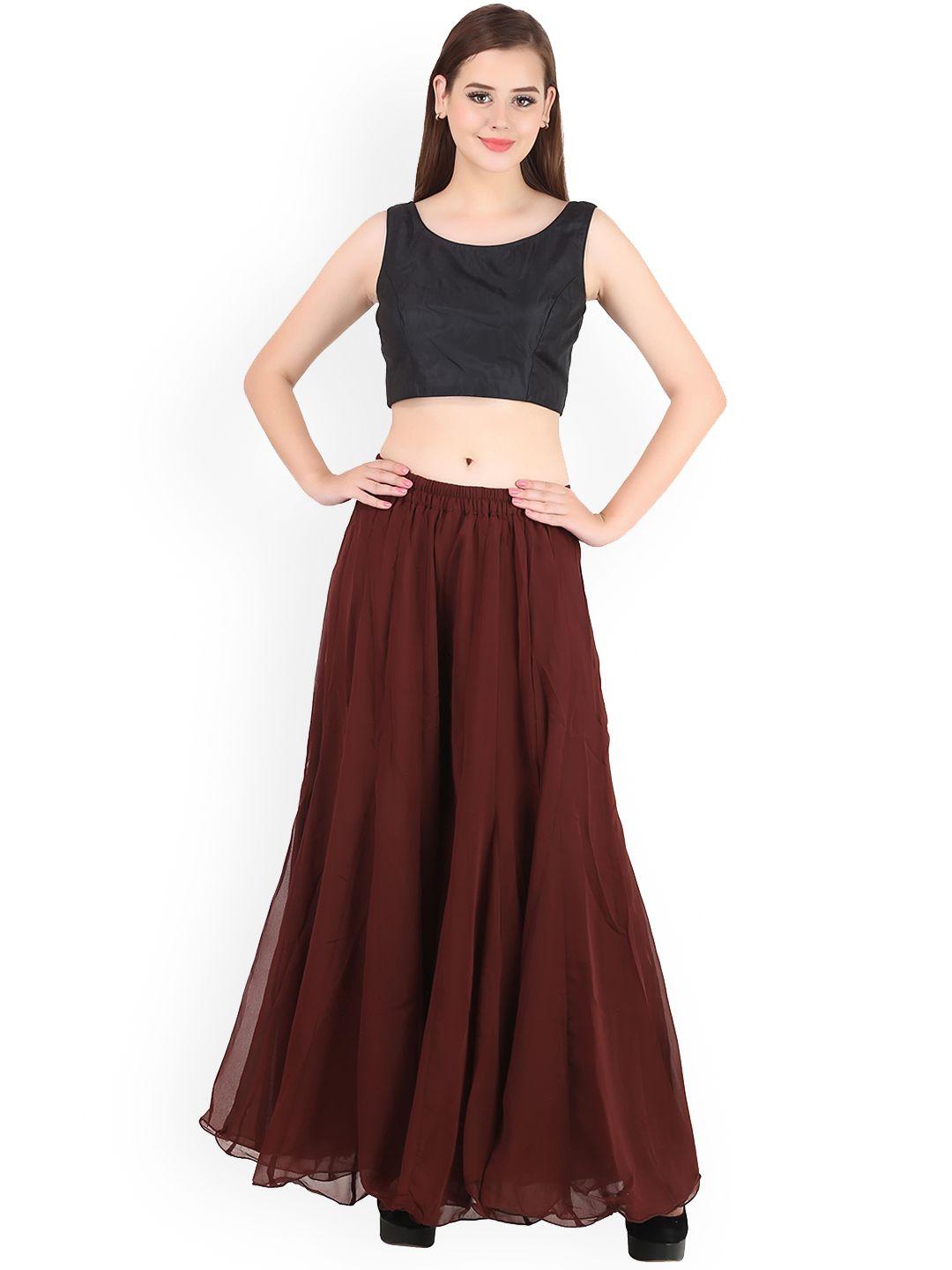 shararat women maroon solid georgette palazzo pants