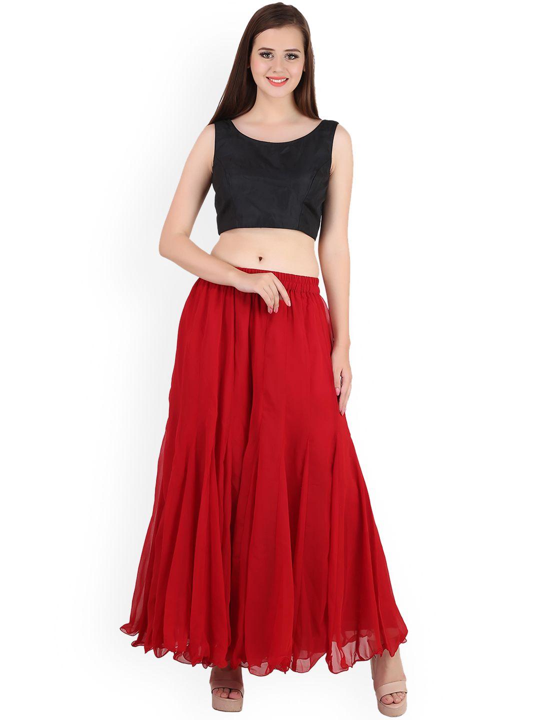 shararat women red solid georgette palazzo pants