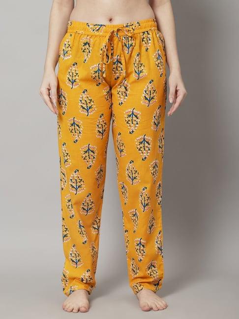 shararat yellow cotton printed pyjamas