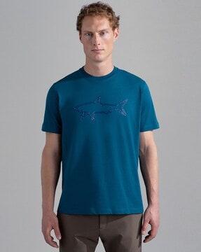 shark print stretch organic cotton regular fit t-shirt