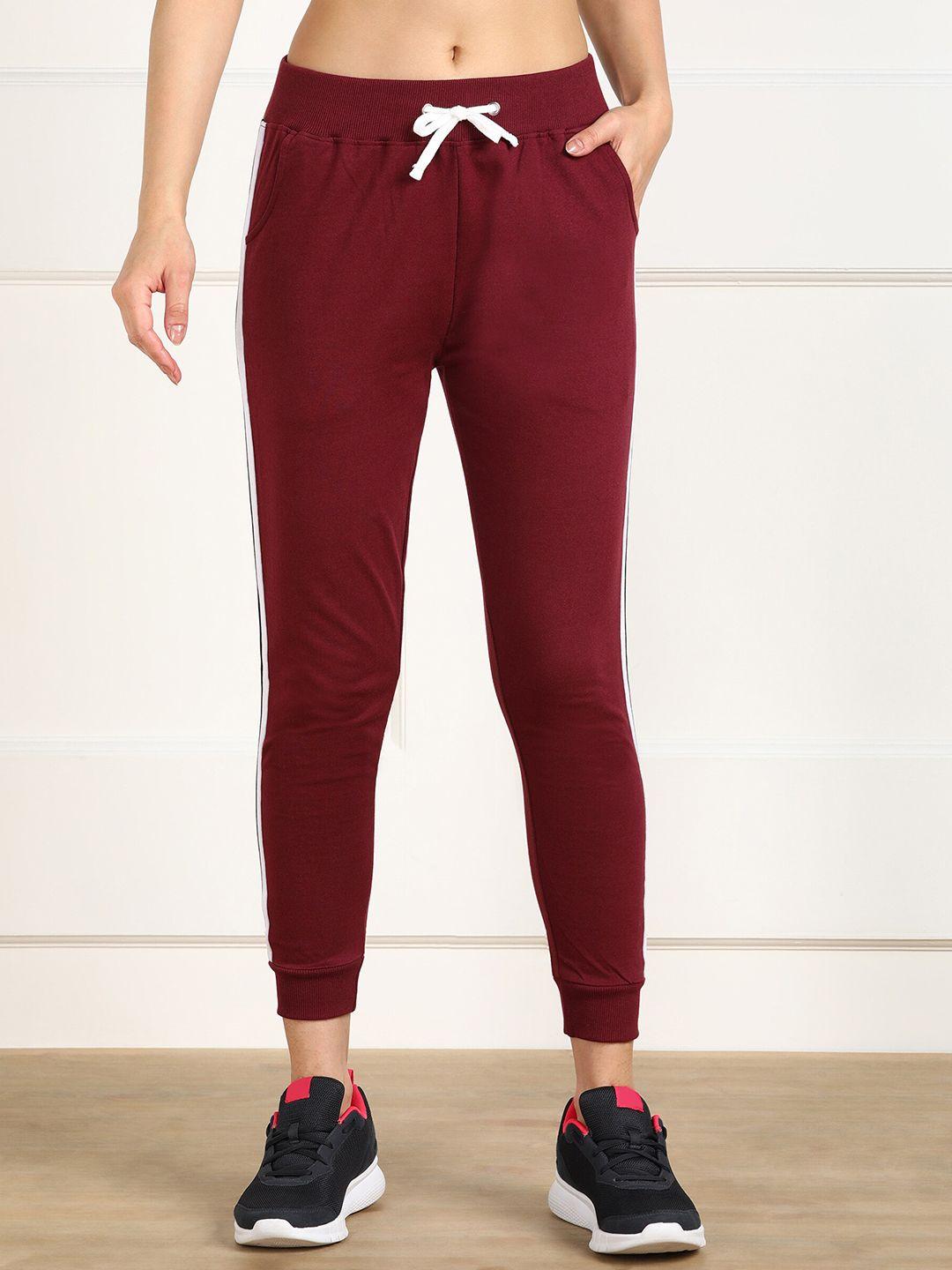 sharktribe women maroon solid track pants