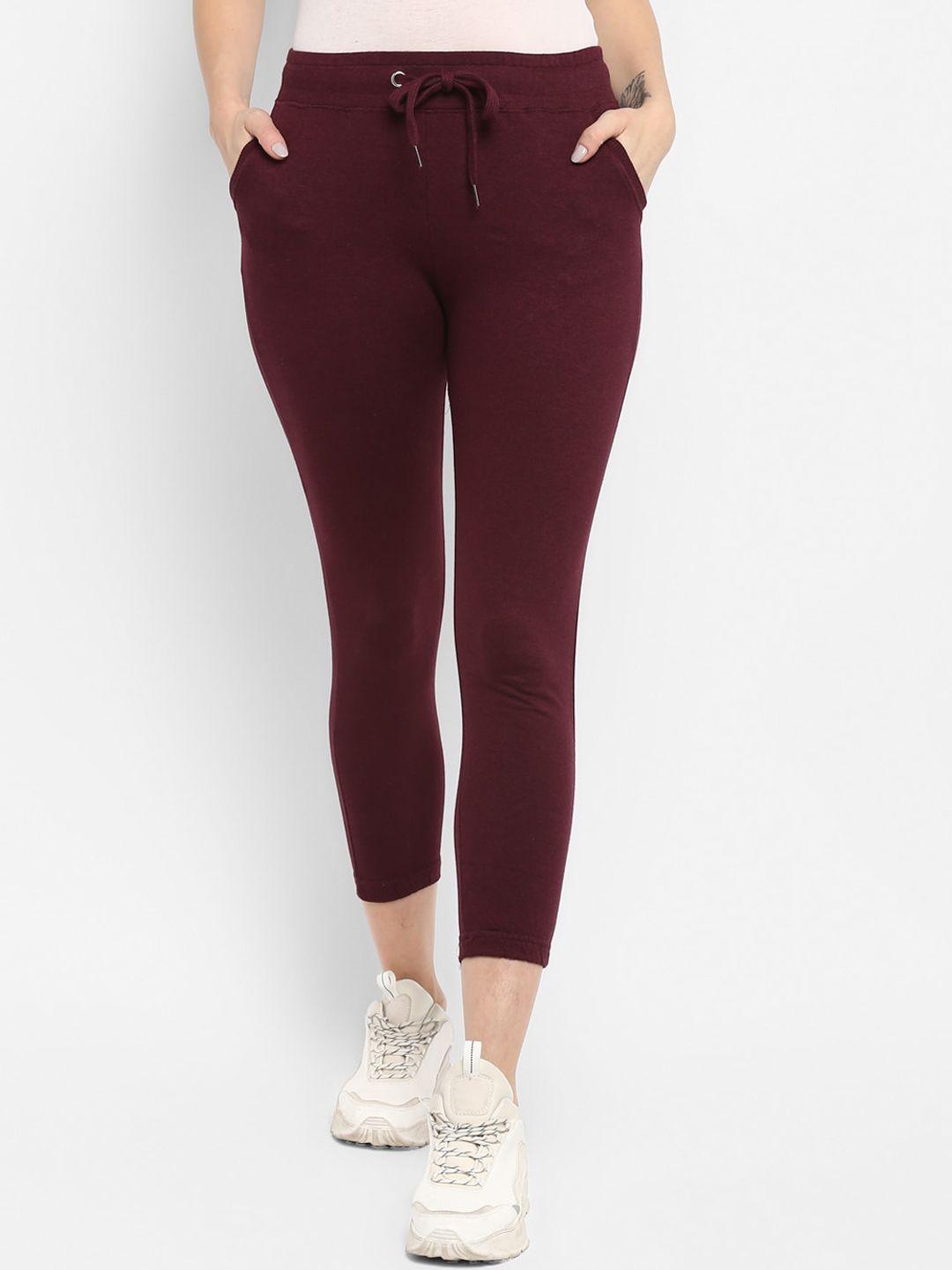 sharktribe women maroon solid track pants