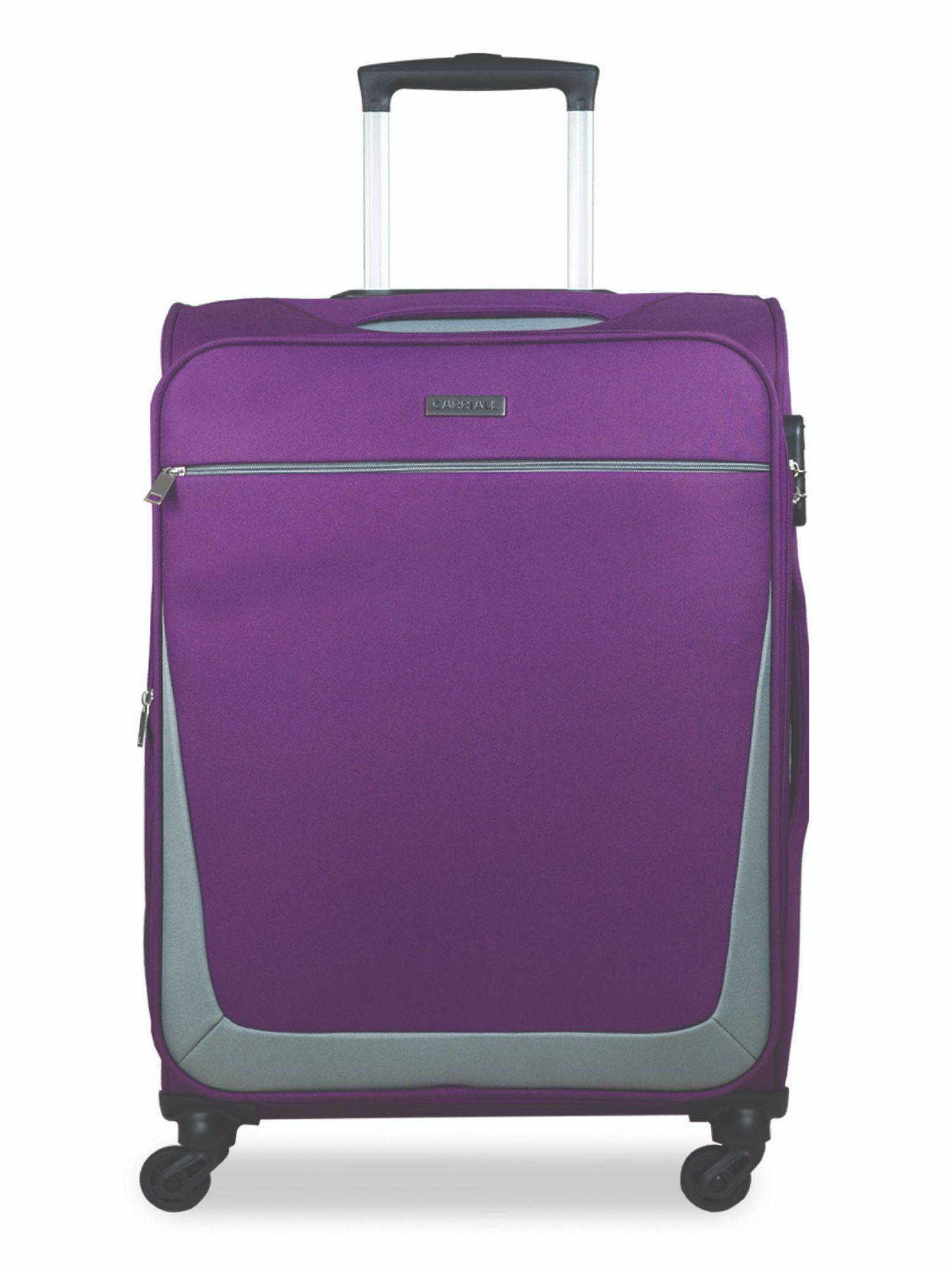 sharp purple and grey cabin luggage bag