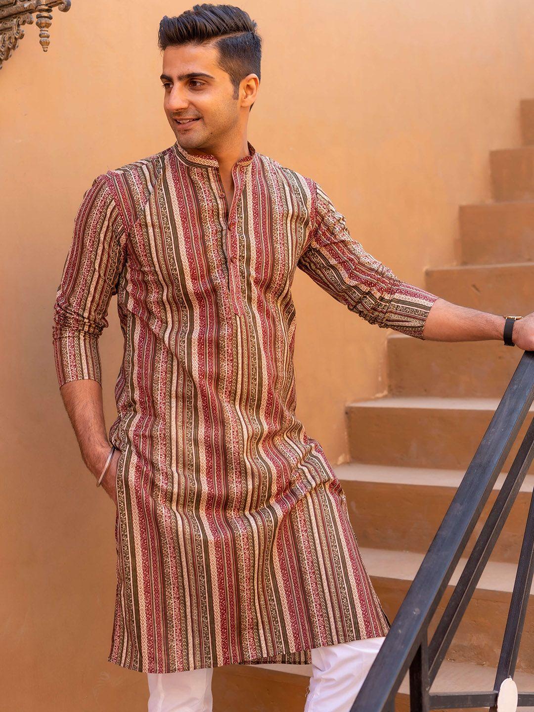 shasak striped cotton straight kurta