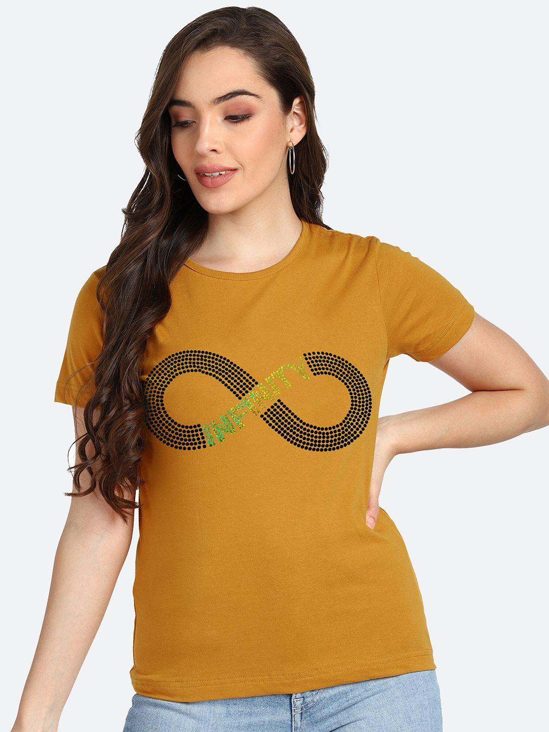 shashvi-women-mustard-yellow-printed-t-shirt