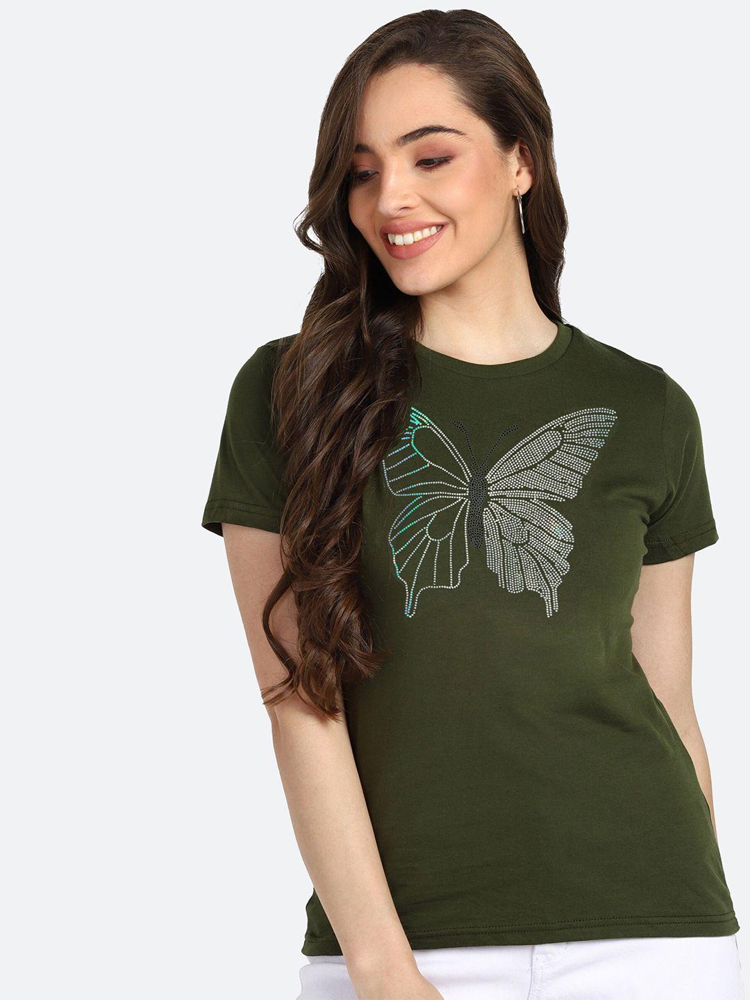 shashvi-women-olive-green-printed-t-shirt
