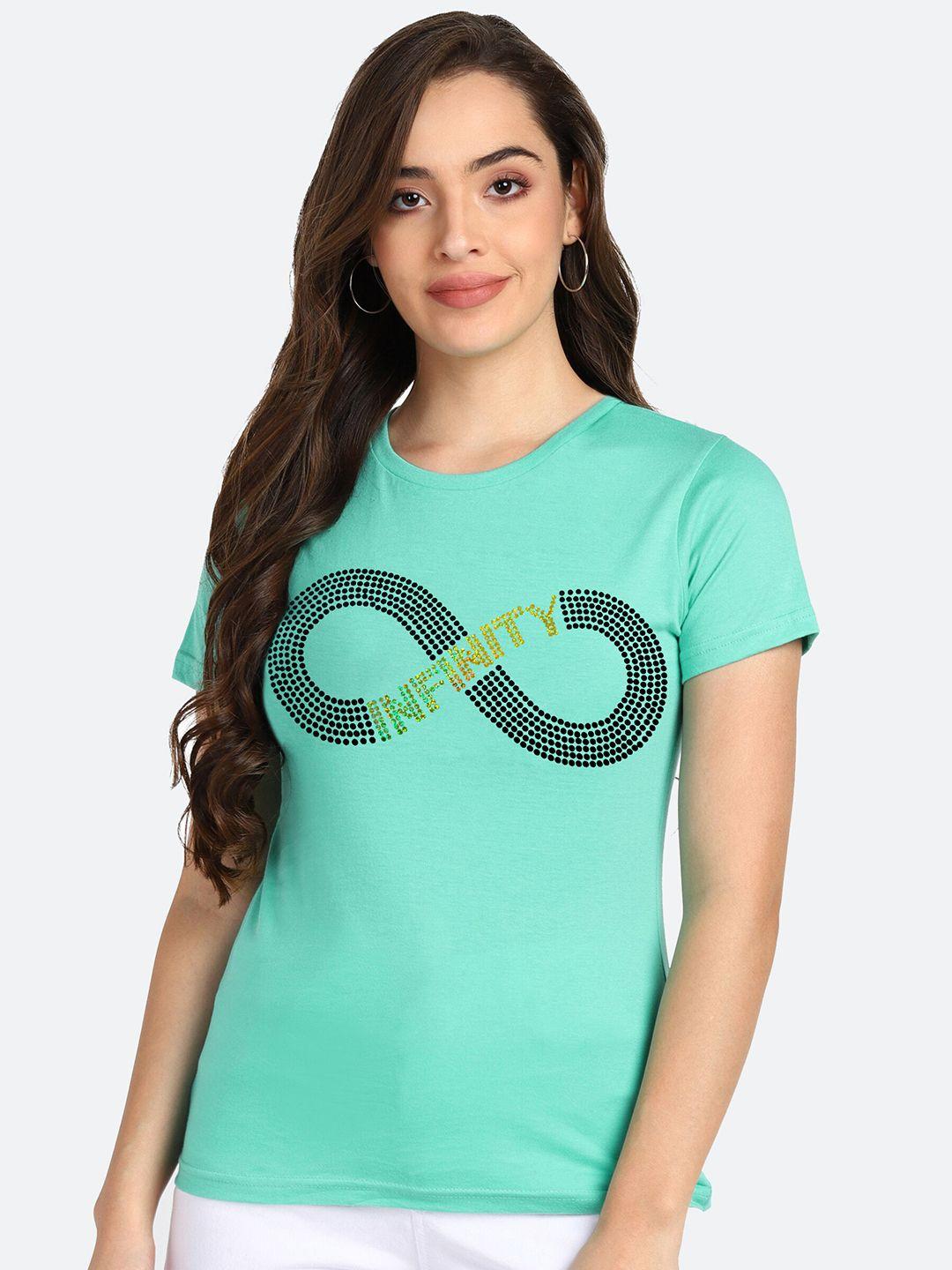 shashvi women teal typography printed t-shirt
