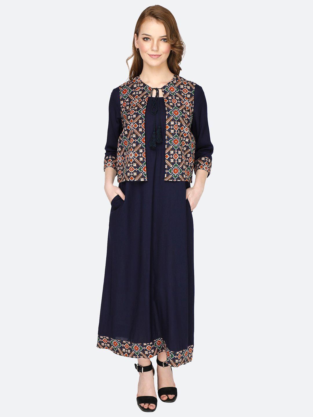 shashvi blue & blue bandhani printed pure cotton kurti