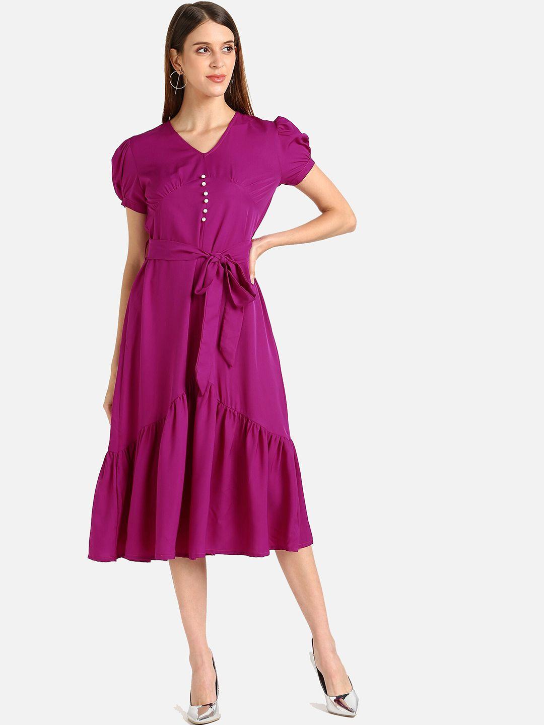 shashvi magenta crepe midi dress