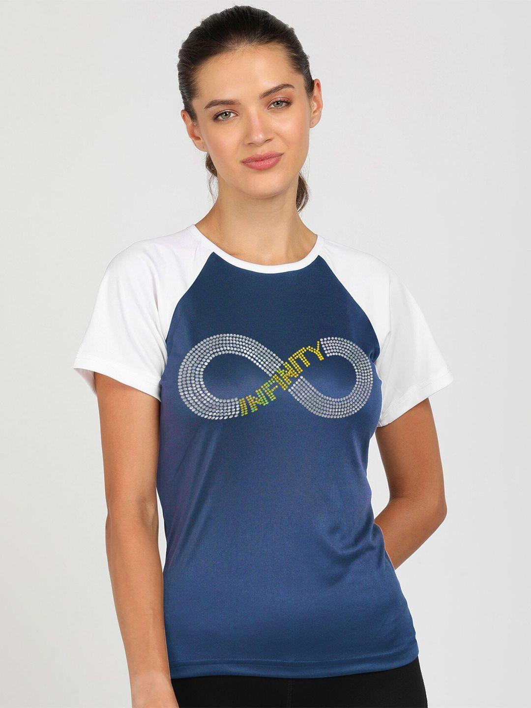 shashvi women blue printed applique t-shirt