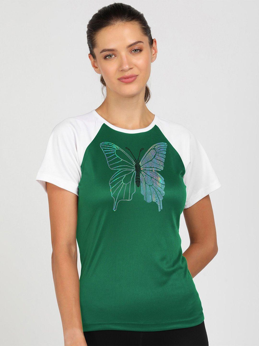 shashvi women green printed t-shirt