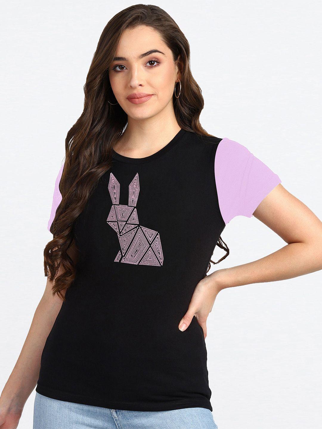 shashvi women lavender printed t-shirt