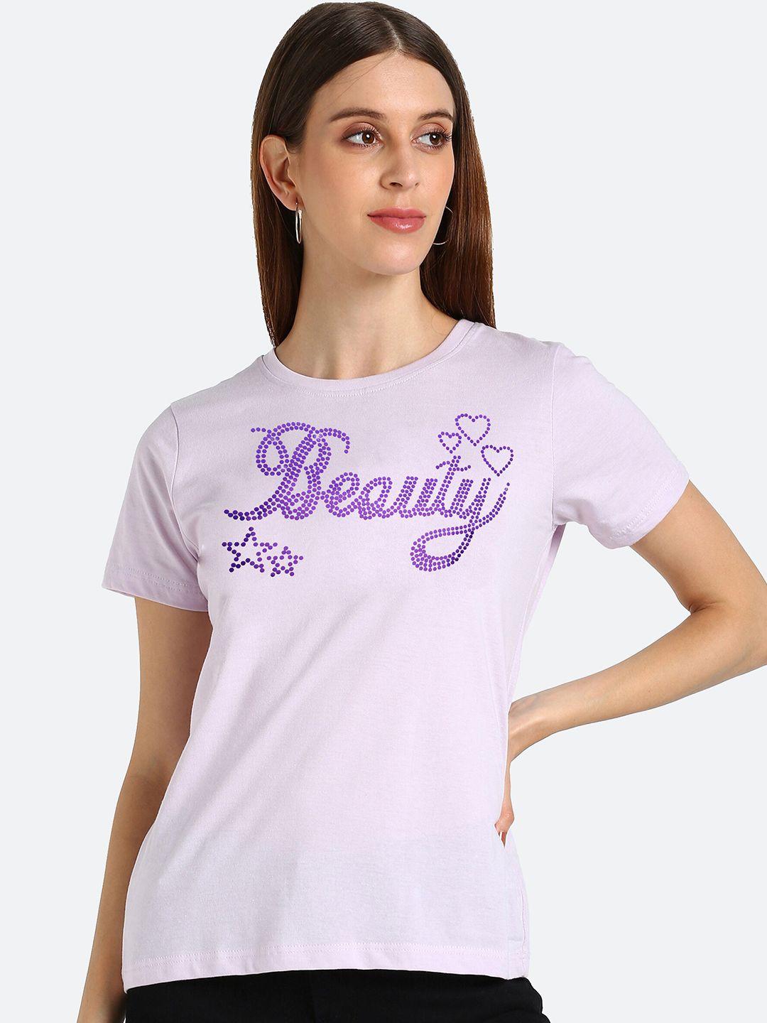 shashvi women purple typography printed t-shirt