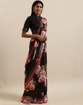 shavya linen digital print saree