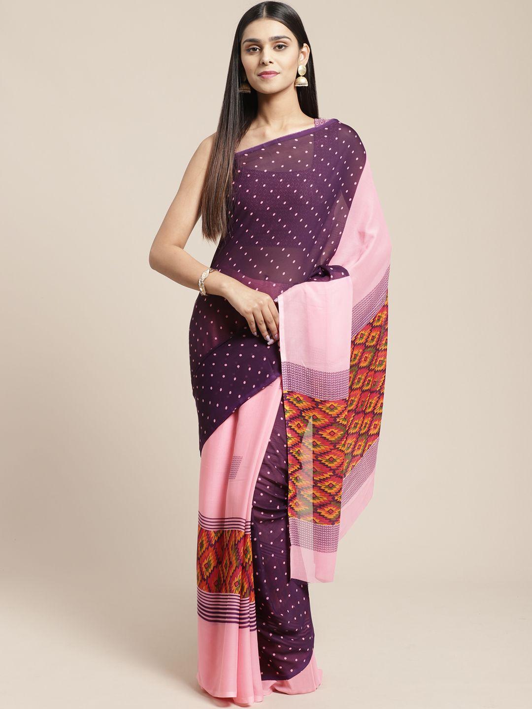 shavya pink & purple pure georgette printed saree