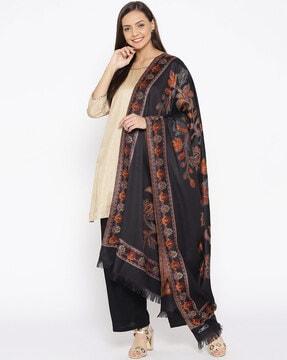 shawl with floral woven motifs