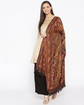 shawl with floral woven motifs