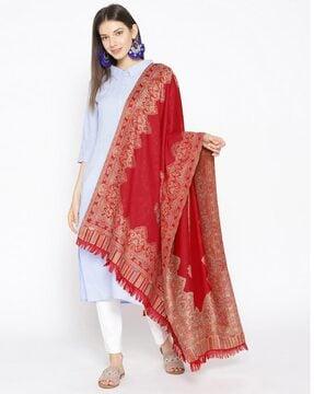 shawl with floral woven motifs