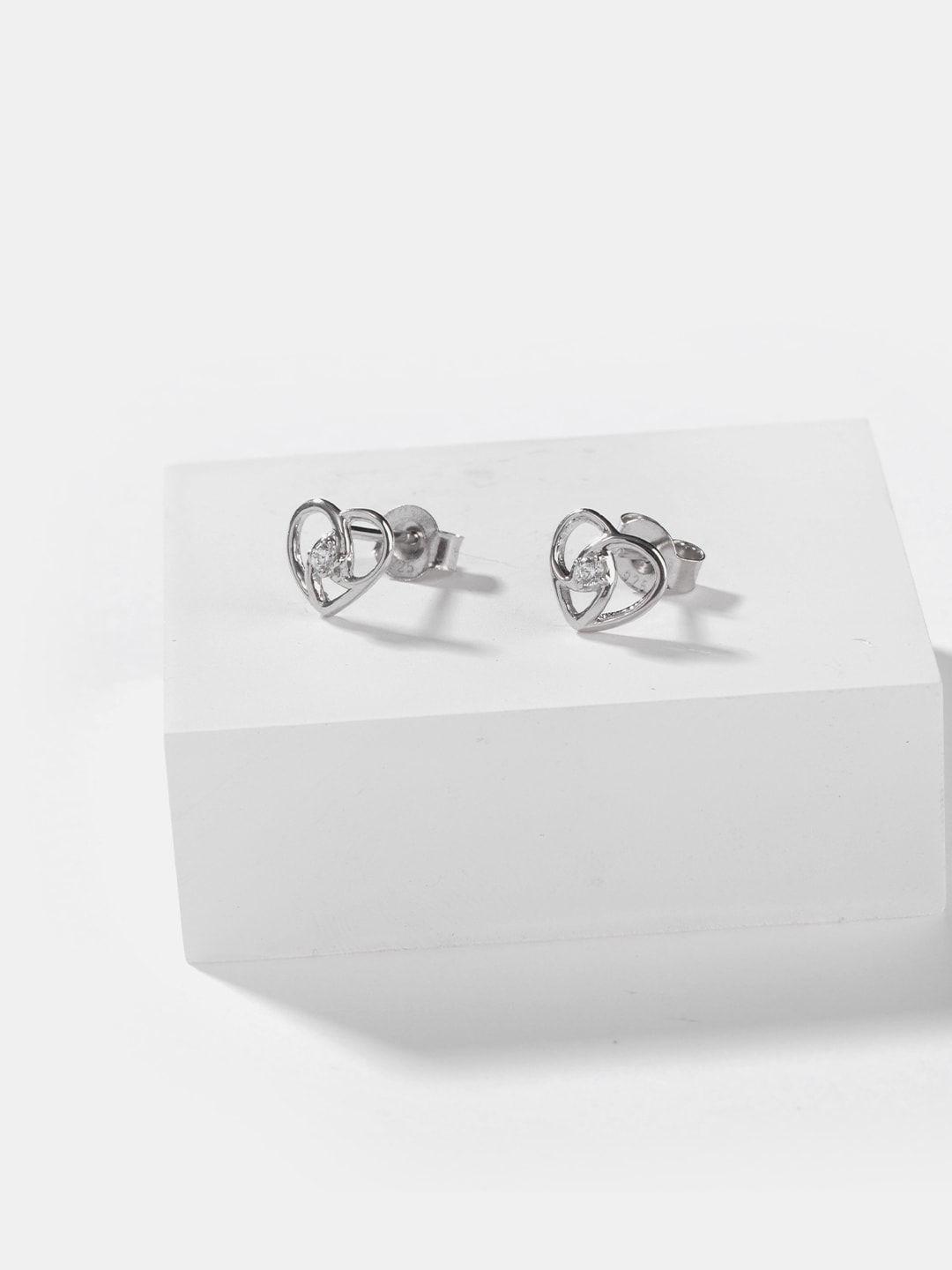 shaya 925 silver cz heart shaped studs earrings