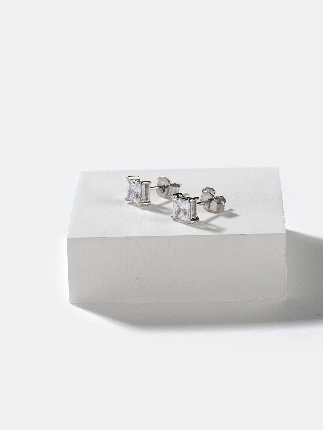 shaya 925 silver cz square studs earrings
