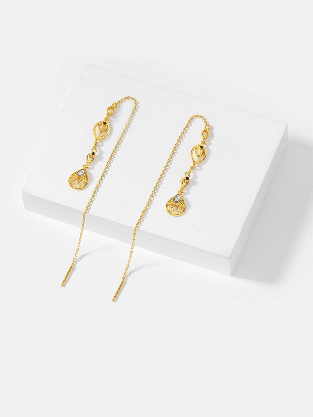 shaya gold plated sui dhaga drop earrings
