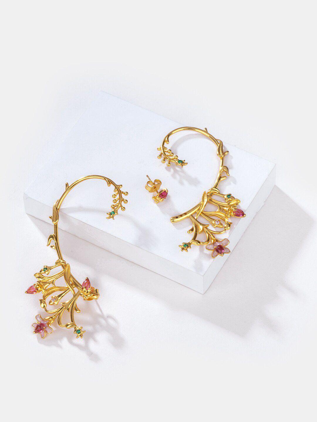 shaya gold-plated contemporary drop earrings