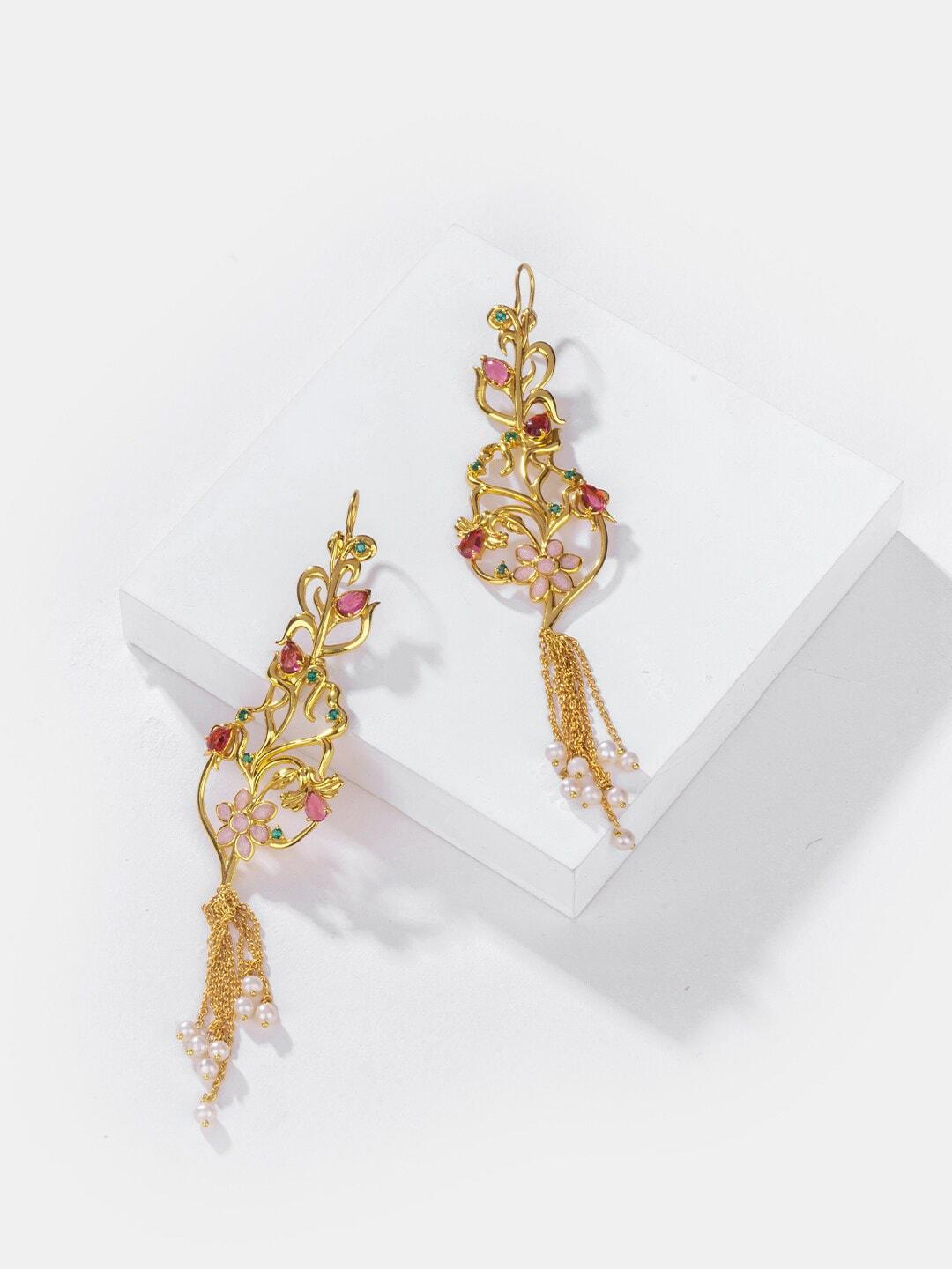 shaya gold-plated contemporary drop earrings