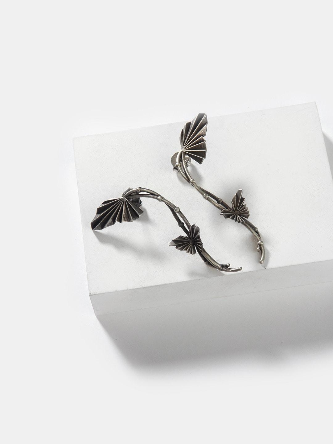 shaya silver-toned contemporary drop earrings