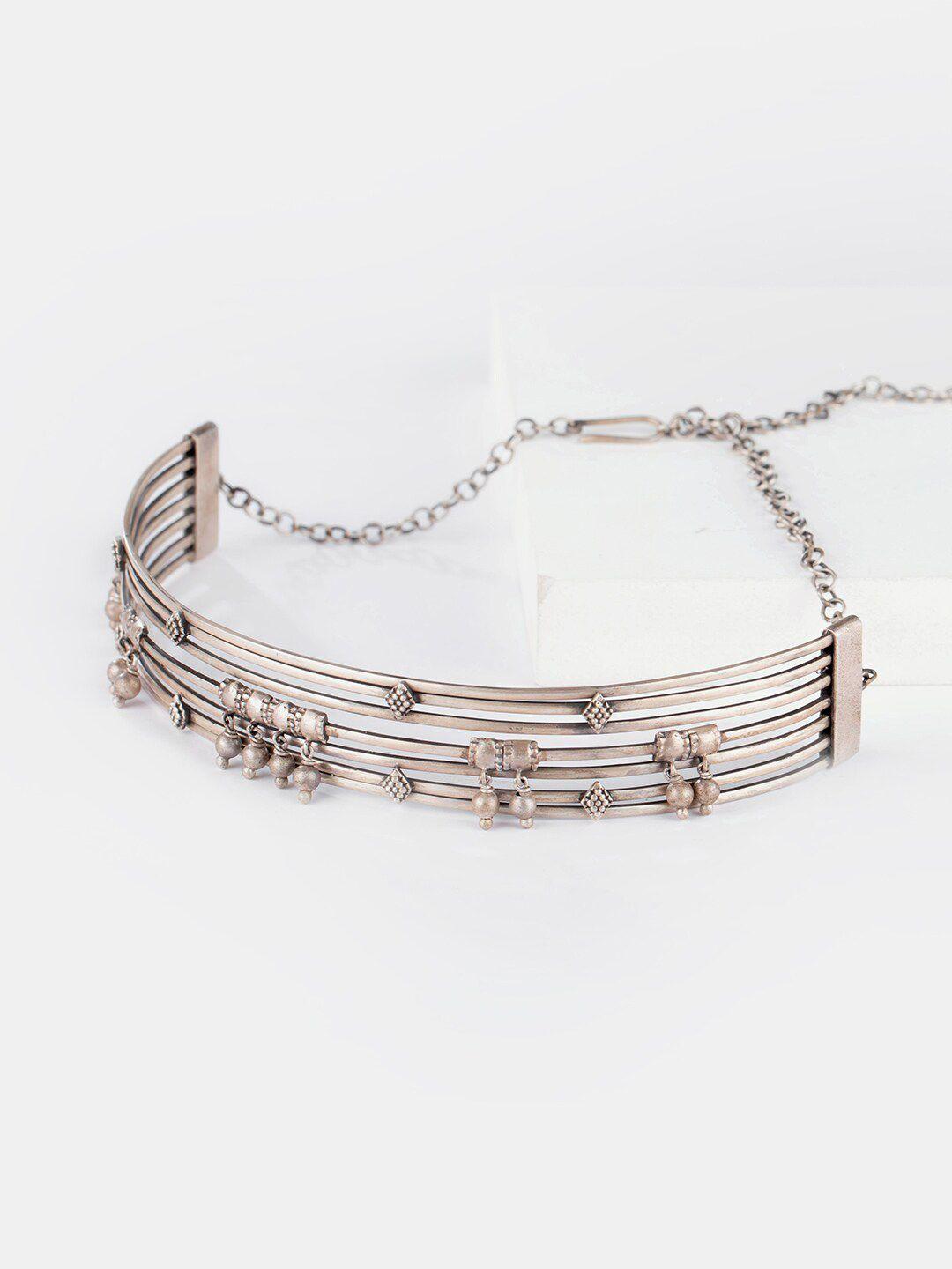 shaya silver-toned sterling silver silver-plated oxidized necklace