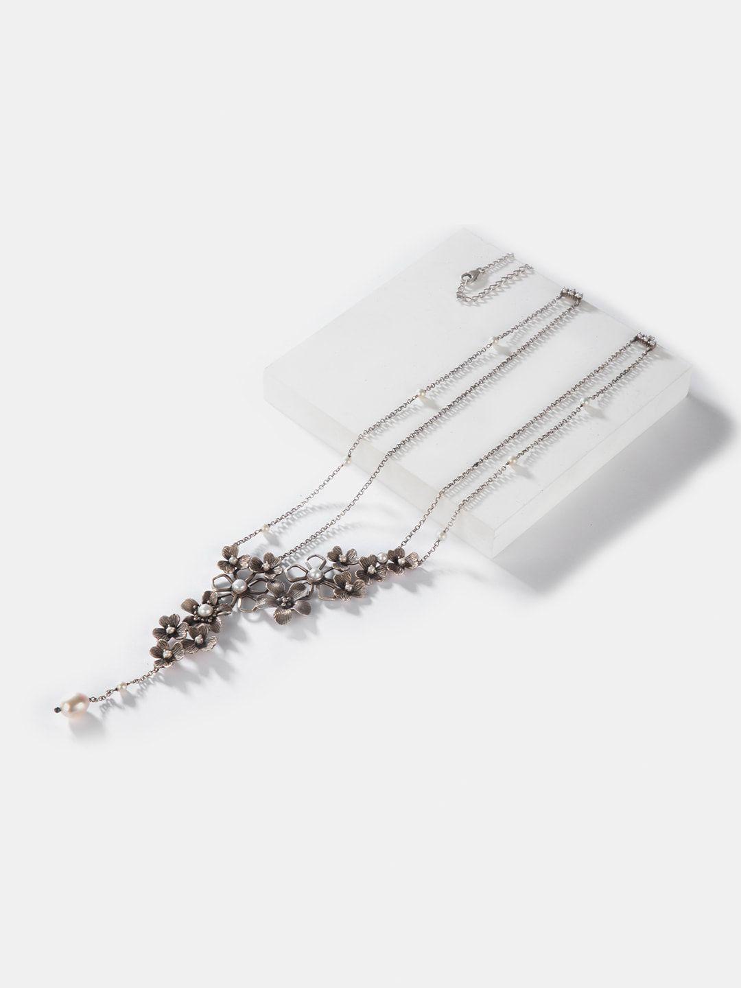 shaya white & silver-toned sterling silver necklace