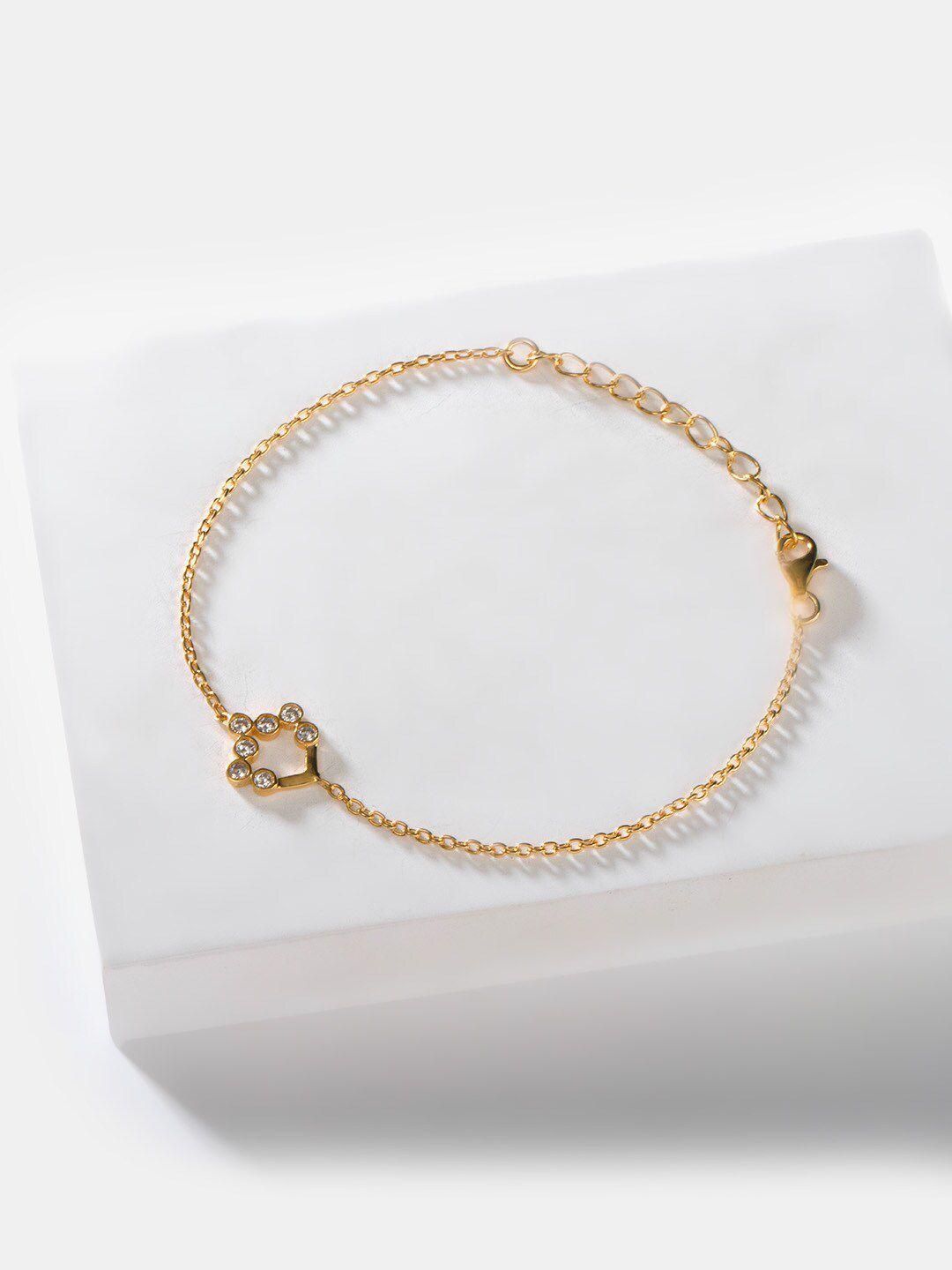 shaya women gold-toned & white silver gold-plated link bracelet
