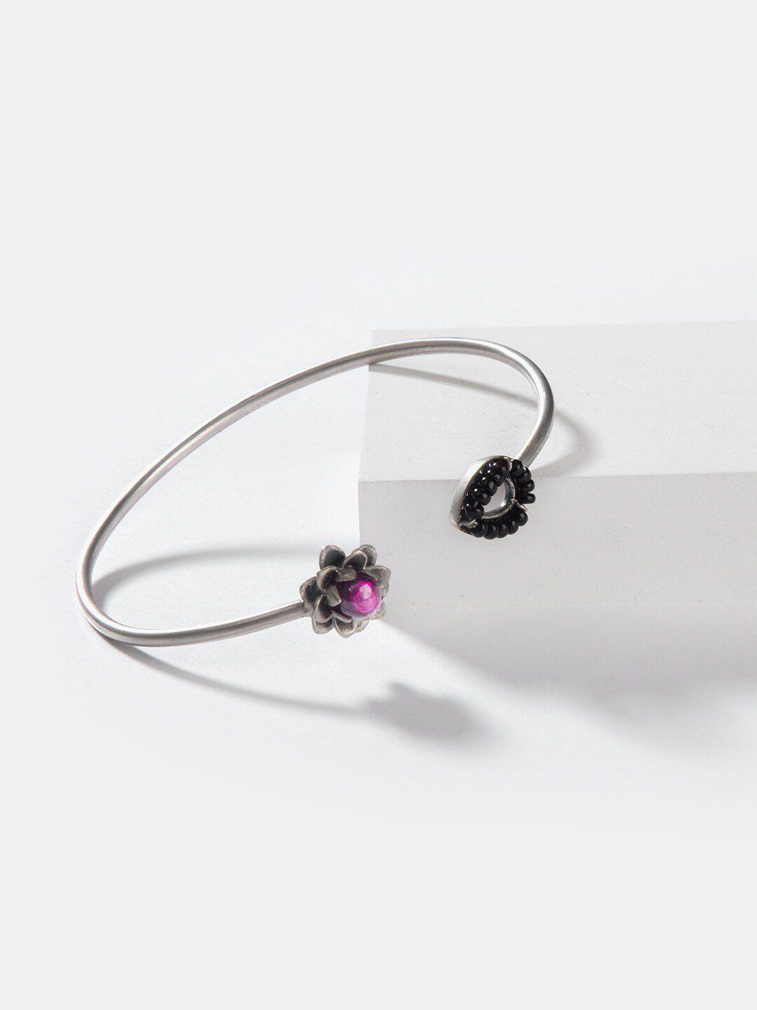 shaya women silver-toned & purple 925 silver cuff bracelet