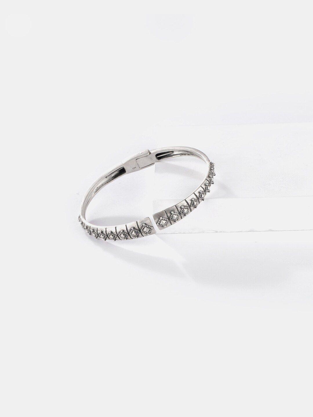 shaya women silver-toned oxidized cuff bracelet