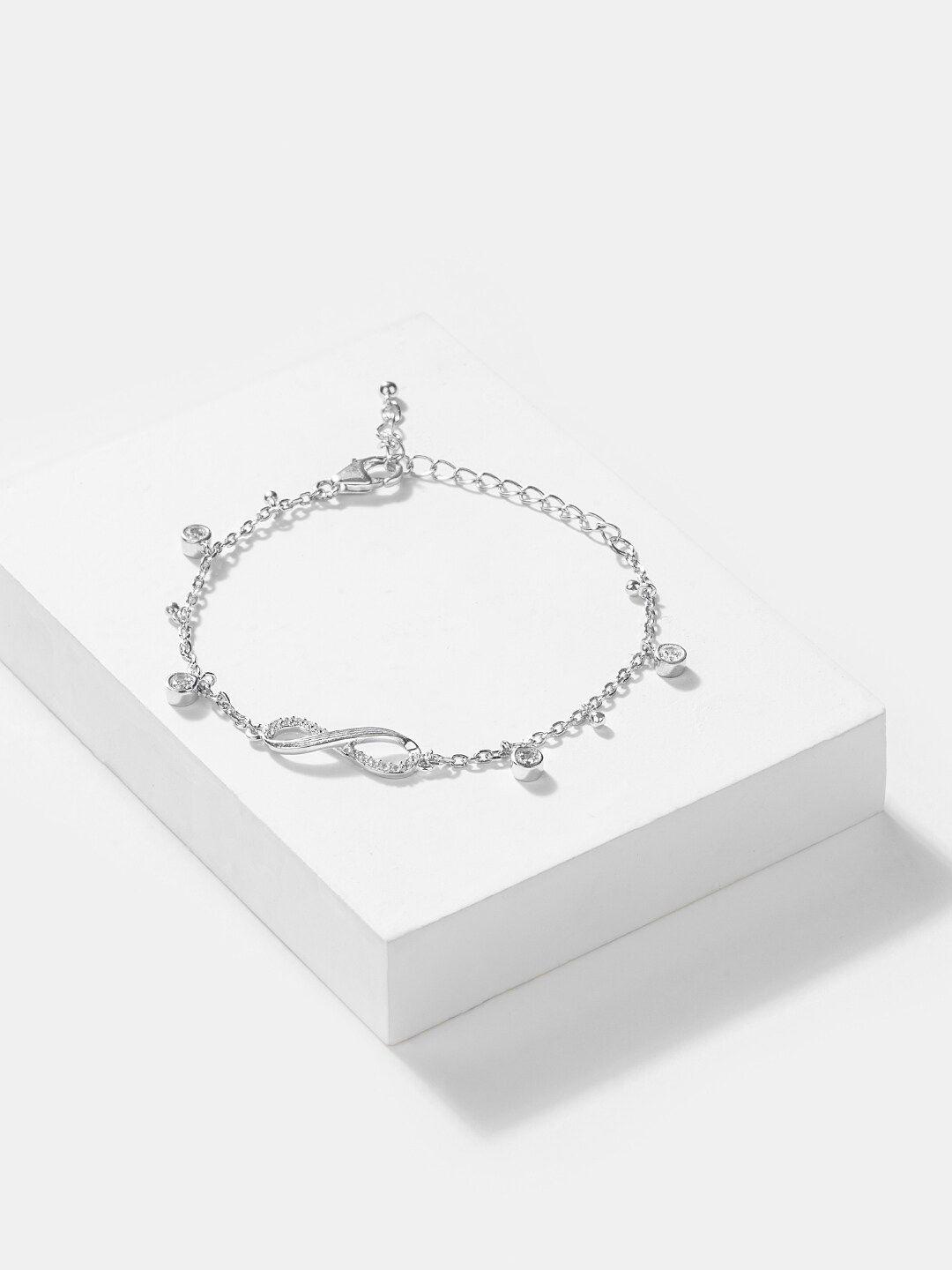 shaya women sterling silver rhodium-plated link bracelet