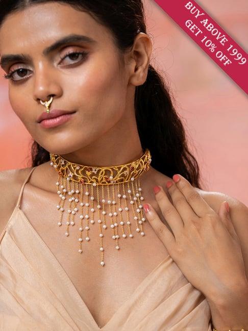 shaya 92.5 sterling silver yellow gold shaadi squad dilliwali girlfriend choker for women