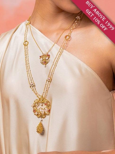 shaya 92.5 sterling silver yellow gold shaadi squad ott bestie layered necklace for women