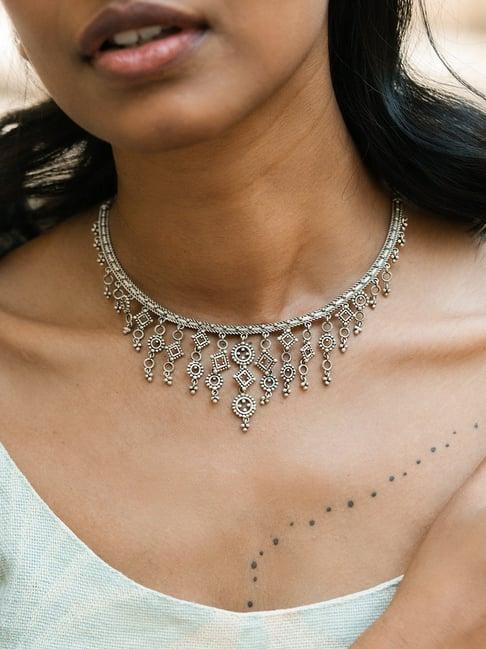 shaya 925 silver oxidized curiosity choker necklace