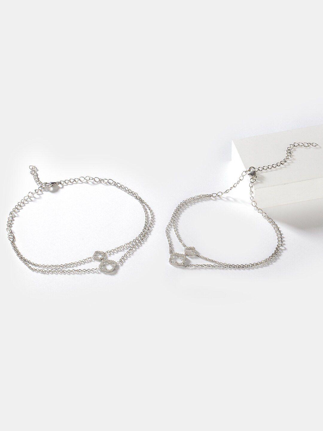 shaya 925 sterling silver white cz studded anklets