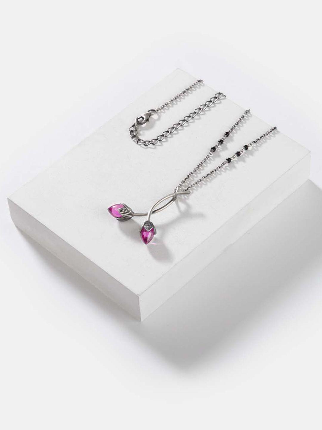 shaya oxidized silver-toned & purple 925 sterling silver necklace