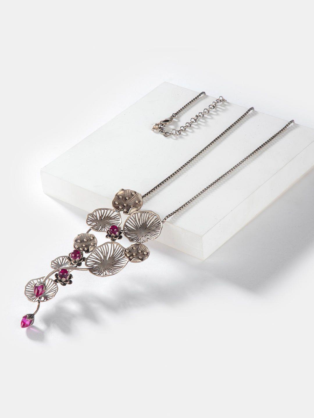 shaya pink sterling silver oxidised necklace